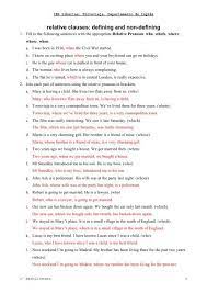 It explains 'which person.?' or 'which thing?' defining clauses are not separated from the rest of of the sentence by. Relative Clauses Defining And Non Defining Solutions Libertas