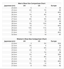 12 mens and womens shoe size chart business letter