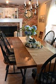 Country Style Dining Room Design Ideas With Brick Wall Accent And Traditional Farmhouse Dining Rooms Decor Dining Room Fireplace Rustic Dining Room Table Decor
