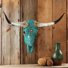 Turquoise Stone Steer Skull Painted Cow Skulls Cow Skull Art Skull Decor Diy