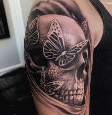 This tattoo design represents growth and transformation after a tragic event and the emotional strength of the wearer who has gone through a really tough time. Skull And Butterfly Tattoo