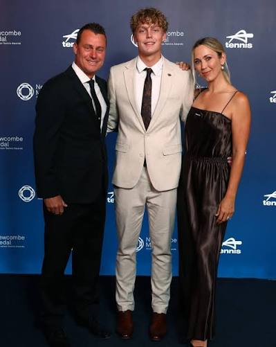 Lleyton and Bec Hewitt were beaming with pride as they posed with their son,  Cruz, at the 2025 Newcombe Medal in Melbourne on December 8th. The teenager  was awarded Male Junior Athlete