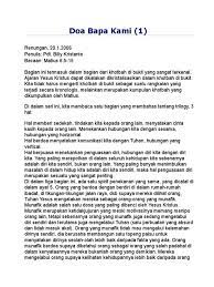 Hati bapa adalah hati yang penuh belas kasih dan akan segera merangkul menyambut kita. Doa Bapa Kami