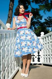 50s Heidi Swing Dress In Mary Blair Planes Print