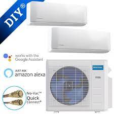 Plus, with the auto, sleep, and timer modes you can customize your system to run to your preferences and keep your hvac running efficiently. Mrcool Diy Multi Zone 18k Btu 2 Zone Ductless Mini Split Air Conditioner 9k 9k Diym227hpw00b Ingrams Water Air