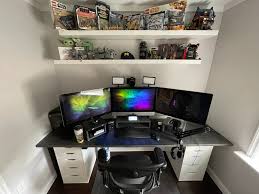 See more ideas about desk setup, room setup, office setup. Justin Cheger On Twitter Jaywhatdoyouthink8 Custom Built Office In The Corner Of My Garage 8x8 And Added A Window Imac Core I5 32gb 512 Ssd Radeon 570x Triple Monitor Setup Ikea Desk