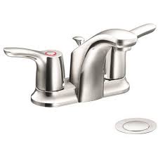 Moen Baystone 4 In Centerset 2 Handle Bathroom Faucet With Drain Assembly In Chrome Bathroom Faucets Chrome Faucet