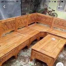 Kursi jati ukir motif madura Jual Kursi Sudut Polos Tanpa Ukiran Kab Jepara Asyifa Jati Furniture Tokopedia