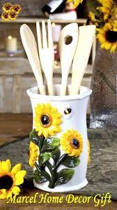 Add a touch of botanical bliss to your kitchen with the help of this sunflower inspired napkin holder. Kitchen Tool And Holder Sunflower Country Decor Sunflower Kitchen Decor Sunflower Kitchen Sunflower Themed Kitchen