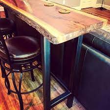 Live Edge Sofa Bar Table With Industrial Dark H Frame Legs Legs Used Https Steeltablelegs Com Products Jumbo H F Diy Sofa Table Bar Table Wood Bar Stools