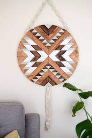 Wood Wall Art Macrame Wall Hanging Boho Wood Art Round Wood Wall Art Hanging Wall Art Wood Art