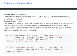 Solved Using Python Dictionaries Scavenger Hunt Functio Chegg Com Are you looking for the best team name? scavenger hunt functio