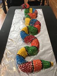 Birthday Rice Krispie Treats Walmart M M Snake Cake Made From 3 Bundt Cakes Head And Tail Formed From Rice Krispie Treat Mixture Snake Cakes Jungle Theme Parties How To Make Cake