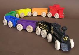 Wooden Toy Rainbow Train With Black Locomotive Wooden Toys Wooden Toy Train Toy Train