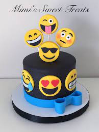 Emoji Cake With Rice Krispie Marshmallow Fondant Covered Topper Treats Emoji Birthday Cake Emoji Cake Birthday Cake With Photo