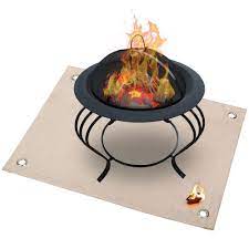 The mat is made out of volcanic rock fiber. Outdoor Camping Fireproof Ember Mat Fire Pit Mat Grill Stove Mat Blanket Protector For Deck Patio Lawn