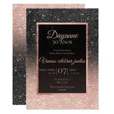 Black Rose Gold Glitter Elegant Chic New Year Invitation Zazzle Com Rose Gold Party Sweet 16 Invitations Rose Gold Glitter