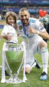 Karim benzema started an introverted life at olympique lyon. Karim Benzema With His Daughter Melia Celebrates Winning Champions League In Kiev 26 05 2018 Melia Benzema Kari Real Madrid Real Madrid Football Madrid