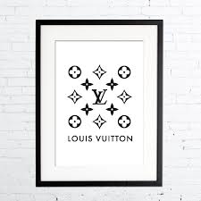 Black And White Louis Vuitton Louis Vuitton Logo Print Fashion Print In Black White Louis Vuitton Art Home Decor Wall Art Bedroom Dec White Louis Vuitton Fashion Prints Louis Vuitton