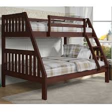 Solid Wood Twin Over Full Bunk Bed In Dark Cappuccino Finish Bunk Beds Twin Full Bunk Bed Bunk Beds With Stairs