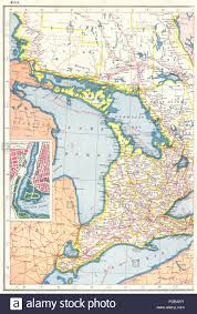 Vintage Map Of The Great Lakes Stock Photos Vintage Map Of