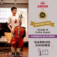Congratulations to our cello student Darrius Chiong for obtaining  Distinction in his Grade 8 ABRSM cello exam. 