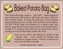 I've been so happy with the results that i. Instruction Card For Potato Bag Made For Someone For Their Up Coming Craft Fair Potato Bag Crafts Sewing Projects Microwave Potato Bag