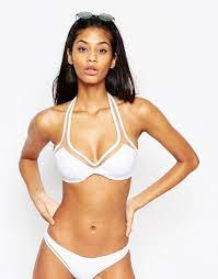 Asos Fuller Bust Mix And Match Mesh Insert Hidden Underwire Bikini Top Dd G At Asos Com Underwire Bikini Top Bikini Tops Underwire Bikini