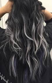 Black Hair With Subtle Gray Highlights Hair Color For Black Hair Hair Highlights Black Hair With Highlights