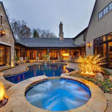 Do you install the pool first, then build the house around it? Love This House U Shaped House With Pool Courtyard House Plans Pool House Plans Courtyard Pool