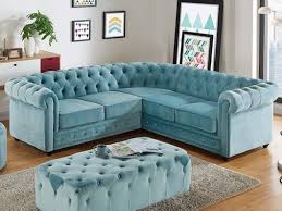 Chesterfield Ecksofa Samt Anton Limited Edition Blau Chesterfield Ecksofa Ecksofas Wohnzimmer Dekor