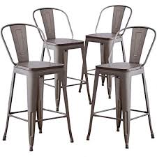 Comes with padded seat cushions. Tongli Metal Counter Height Bar Stools Kitchen Counter Stools Set Of 4 Dining Kitchen Chairs High Back 26 Inches Bar Chairs Stools Rusty High Back Pricepulse