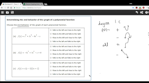 Check if the highest degree is even or odd. Determining The End Behavior Of The Graph Of A Polynomial Function Youtube