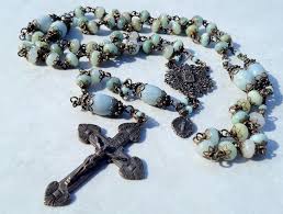 I Handcraft Heirloom Quality Gemstone Rosaries In Classical Chain Work The Rosary Bead Parts Are Vintage Reprodu Gemstone Rosary Rosary Prayer Beads Christian