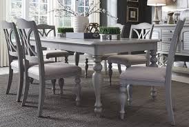 Summer House Dove Grey Rectangular Leg Extendable Dining Table Liberty Furniture Grey Dining Room Round Dining Room Sets