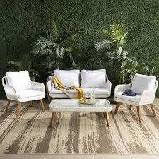 Doherty Outdoor 4 Piece Sofa Seating Group With Cushion Reviews Allmodern Patio Furniture Sets Conversation Set Patio Outdoor Patio Set