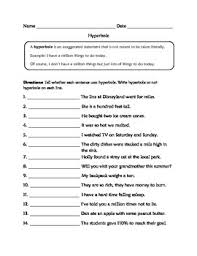 Included Are Two Hyperbole Worksheets All Of My Products Are Free Within The First 24 Hours Of Posting Follow Me F Hyperbole Worksheets Similes And Metaphors