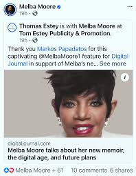 Woke up this morning Thanking God and for the people in my life who teach  and inspire me. Thank you @melba1moore for the devotion, inspiration,  kindness, determination, talent and faith. I'm blessed.