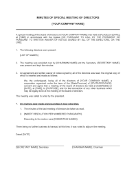 Meeting minutes or minutes of a meeting is a written recording or notes of a meeting. Minutes Of Meeting Of Directors Special Template By Business In A Box