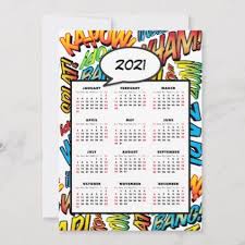 Comic Book Pop Art Speech Bubble 2021 Calendar Card Zazzle Com In 2020 2021 Calendar Pop Art Custom Greeting Cards