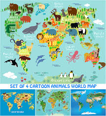 You can modify it to fit your needs before you download. Cartoon Animals World Map Set Vector Free Download Kids World Map World Map Wall Decal World Map Poster