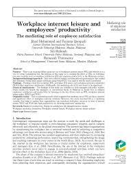 Legislation from this website is not a copy of the gazette printed by the government printer, percetakan nasional malaysia berhad, for the purposes of section 61 of the interpretation acts 1948. Pdf Workplace Internet Leisure And Employees Productivity The Mediating Role Of Employee Satisfaction