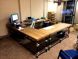 They are also excellent for doubling as a place to meet, as clients or customers can pull up a chair on one side of the u desk to meet with you. Massive U Shaped Butcher Block Work Bench With Matching Shelf Butcher Block Desk Built In Desk Home Office Furniture