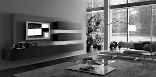 I love how this living room is light and bright with white walls all around and large windows. Modern Living Room Design Black And White