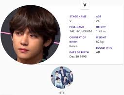 V Bts Profile Bts Weight Bts Name Bts