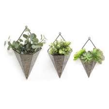 stratton home decor 3 piece triangular galvanized metal wall planters s09553 the depot planter long hanging house plants