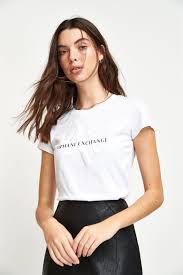 Discover armani exchange at asos. Womens Armani Exchange White Logo T Shirt Pink Armani Exchange Armani Shirts Armani