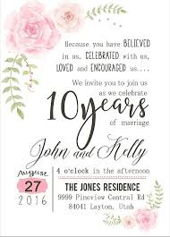 Custom Watercolor Flower 10th Year Anniversary Invitation Soft Pink Corner Flowers Vow Renewal Invitations Wedding Renewal Vows Anniversary Invitations