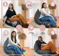 Bean bag triangle plus ISI large cotton pattern by beanbag smoothies ready  to use cool and soft material