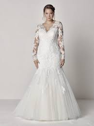 Uk champagne bridal long sleeve lace crystal mermaid wedding dress size 8 or 10. Lace Sleeve Fit And Flare Wedding Dress Fashion Dresses